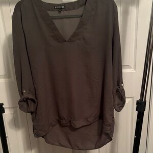 Express Women's Olive V-Neck Top